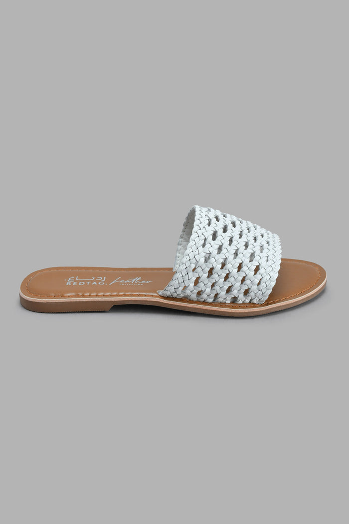 Redtag-White-Weave-Mule-Casual-Sandals-Women's-
