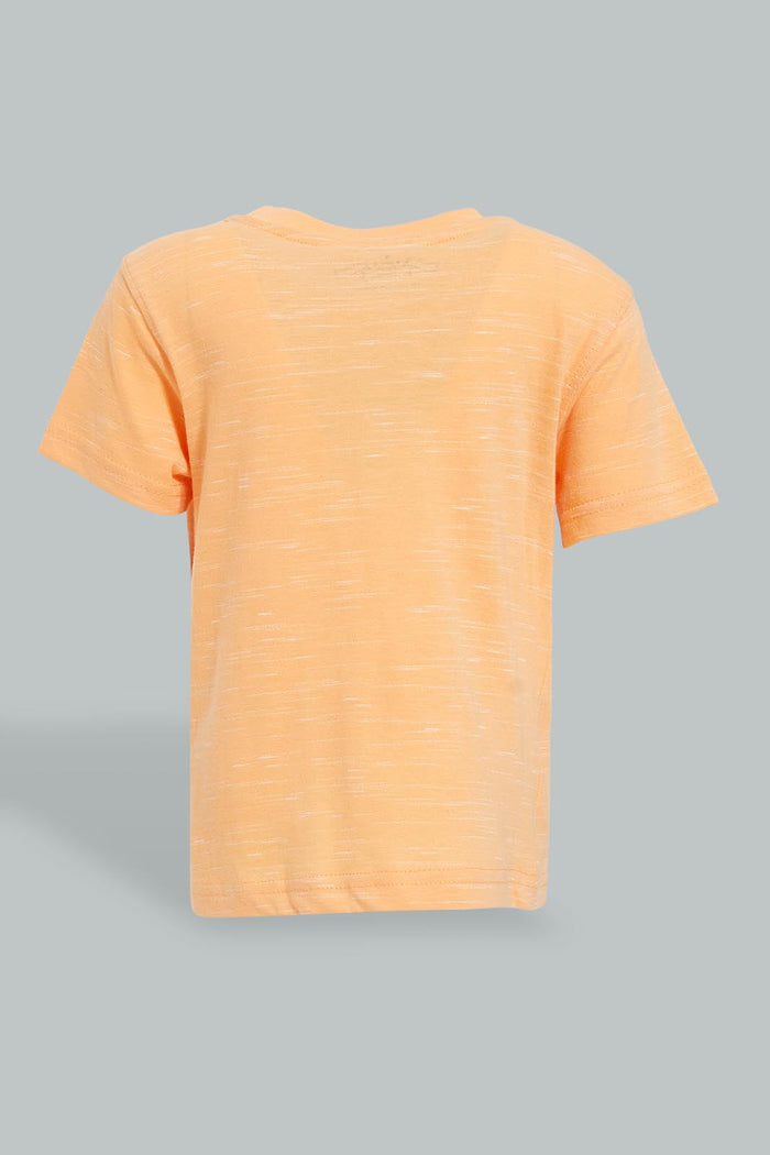 Redtag-Orange-Yd-T-Shirt-With-Blue-Terry-Short-(2-Pack)-Colour:Orange,-Filter:Infant-Boys-(3-to-24-Mths),-Infant-Boys-Sets,-New-In,-New-In-INB,-Non-Sale,-S22B,-Section:Kidswear-Infant-Boys-3 to 24 Months