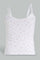 Redtag-White-Floral/Oatmeal-Melange-Vest-(2-Pack)-Vests-Senior-Girls-9 to 14 Years