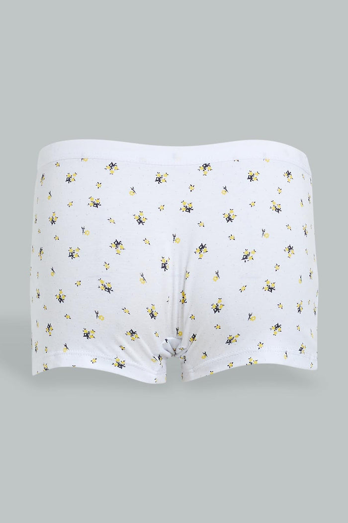 Redtag-White-Floral/Yellow-Boxer-Brief-(2Pack)-365,-Character,-Colour:Assorted,-Filter:Senior-Girls-(9-to-14-Yrs),-GSR-Briefs,-New-In,-New-In-GSR,-Non-Sale,-Section:Kidswear-Senior-Girls-9 to 14 Years