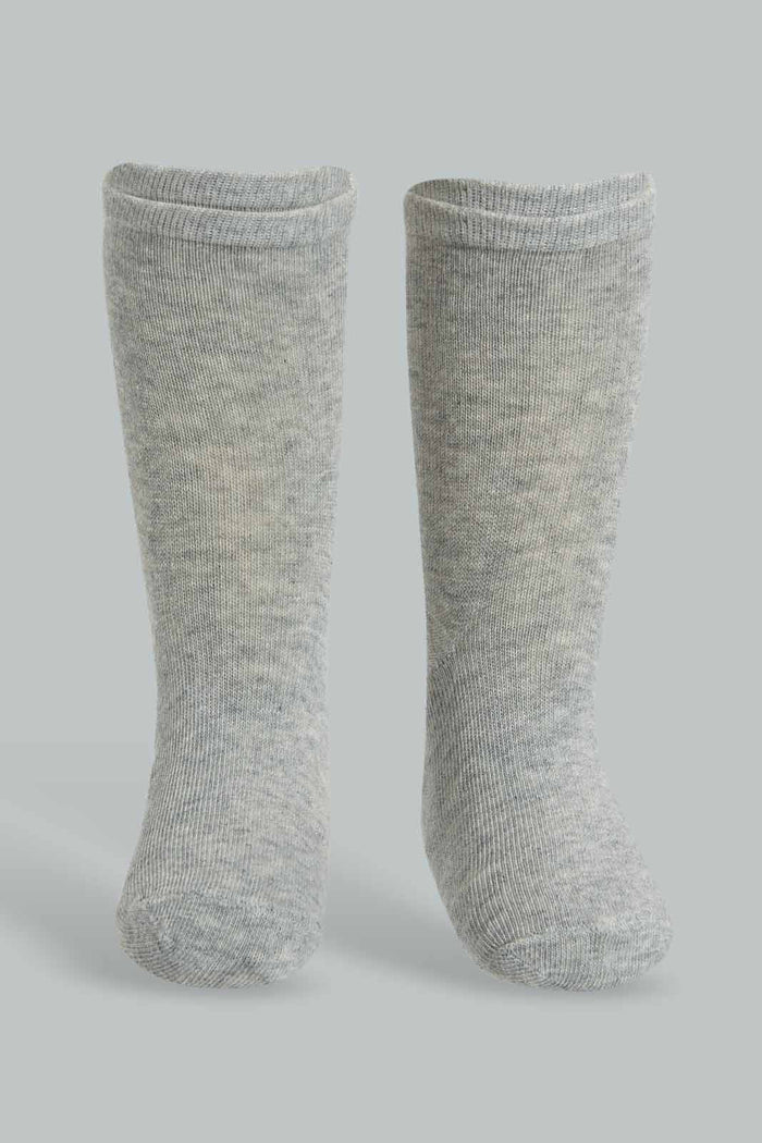 Redtag-Grey-5-Pack-Long-Length-Socks-Full-Length-Socks-Boys-2 to 8 Years