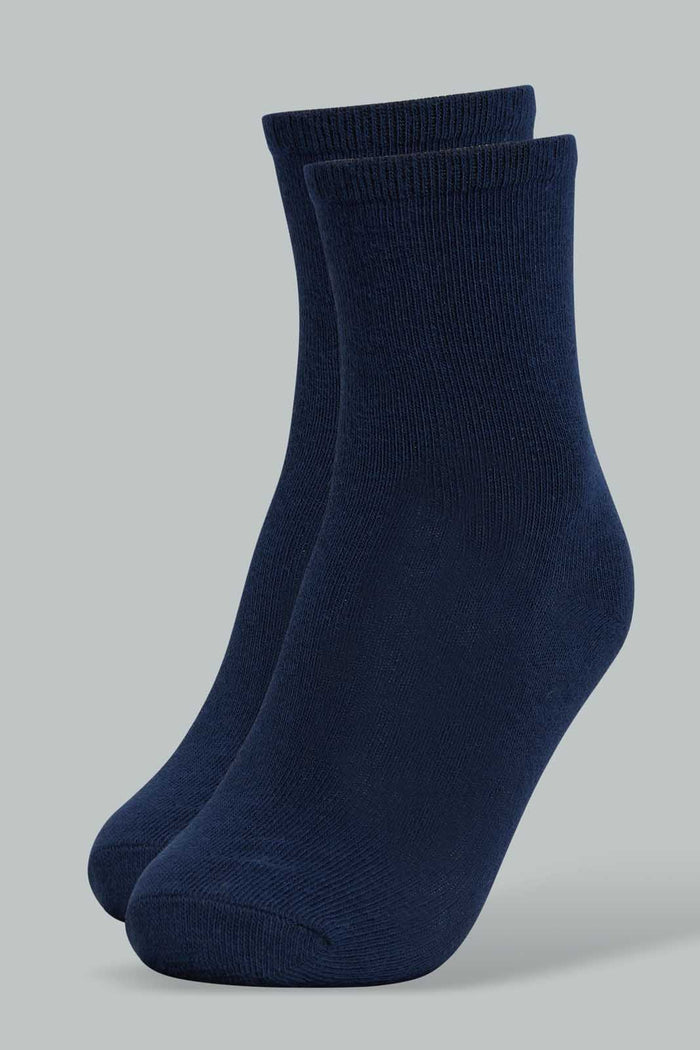 Redtag-Navy-5-Pack-Long-Length-Socks-Ankle-Length-Boys-2 to 8 Years