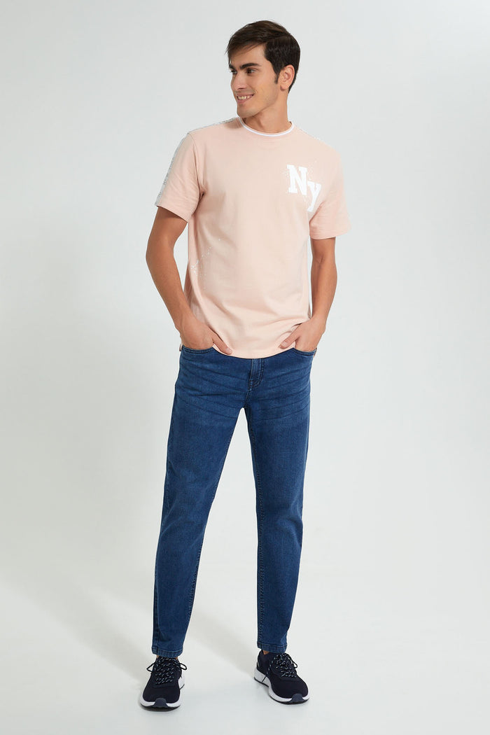 Redtag-Pink-Shoulder-Panel-T-Shirt-Colour:Pink,-Filter:Men's-Clothing,-Men-T-Shirts,-New-In,-New-In-Men,-Non-Sale,-S22B,-Section:Men-Men's-