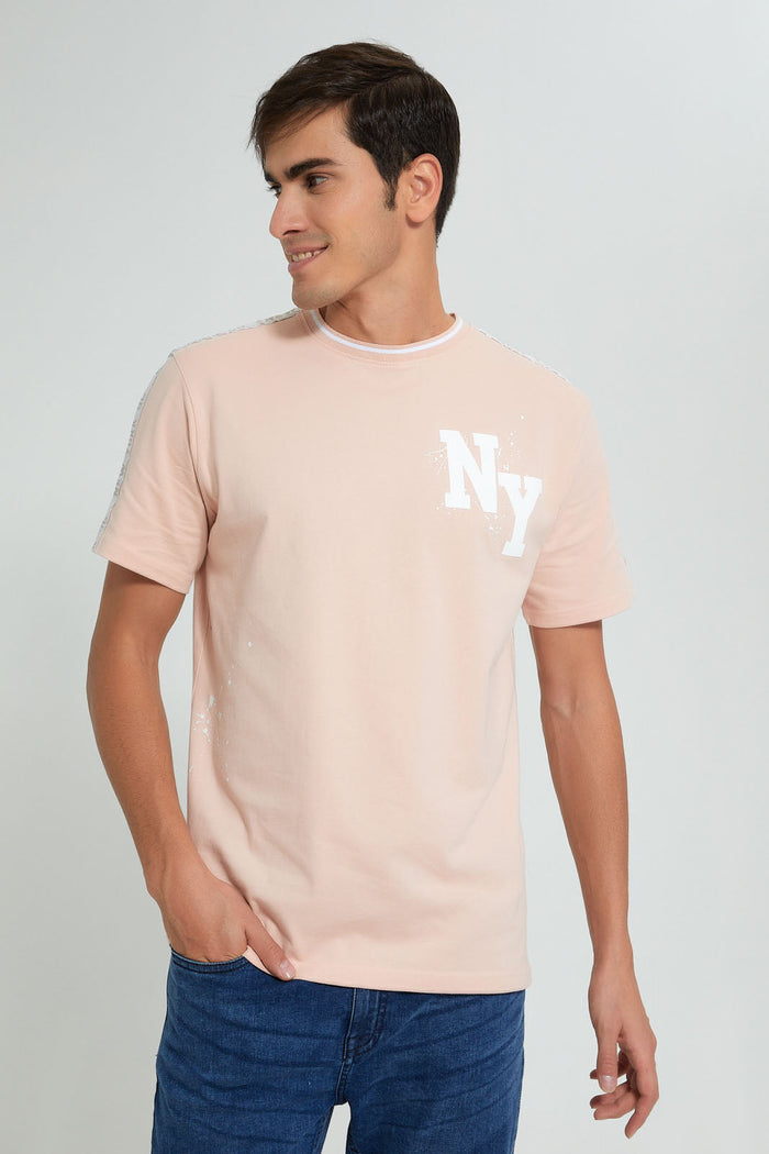 Redtag-Pink-Shoulder-Panel-T-Shirt-Colour:Pink,-Filter:Men's-Clothing,-Men-T-Shirts,-New-In,-New-In-Men,-Non-Sale,-S22B,-Section:Men-Men's-