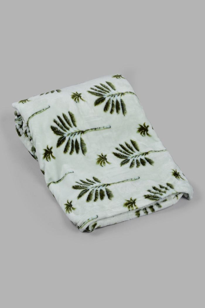 Redtag-White/Green-Leaf-Print-Ultra-Soft-Blanket-(Single-Size)-Category:Blankets,-Colour:Pink,-Filter:Home-Bedroom,-HMW-BED-Blankets,-New-In,-New-In-HMW-BED,-Non-Sale,-S22B,-Section:Homewares-Home-Bedroom-