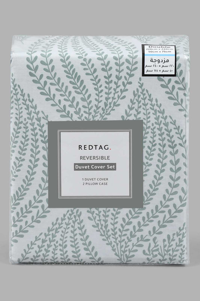 Redtag-Teal-Leaf-Print-Reversible-3-Piece-Duvet-Cover-Set-
(Double-Size)-Duvet-Covers-Home-Bedroom-