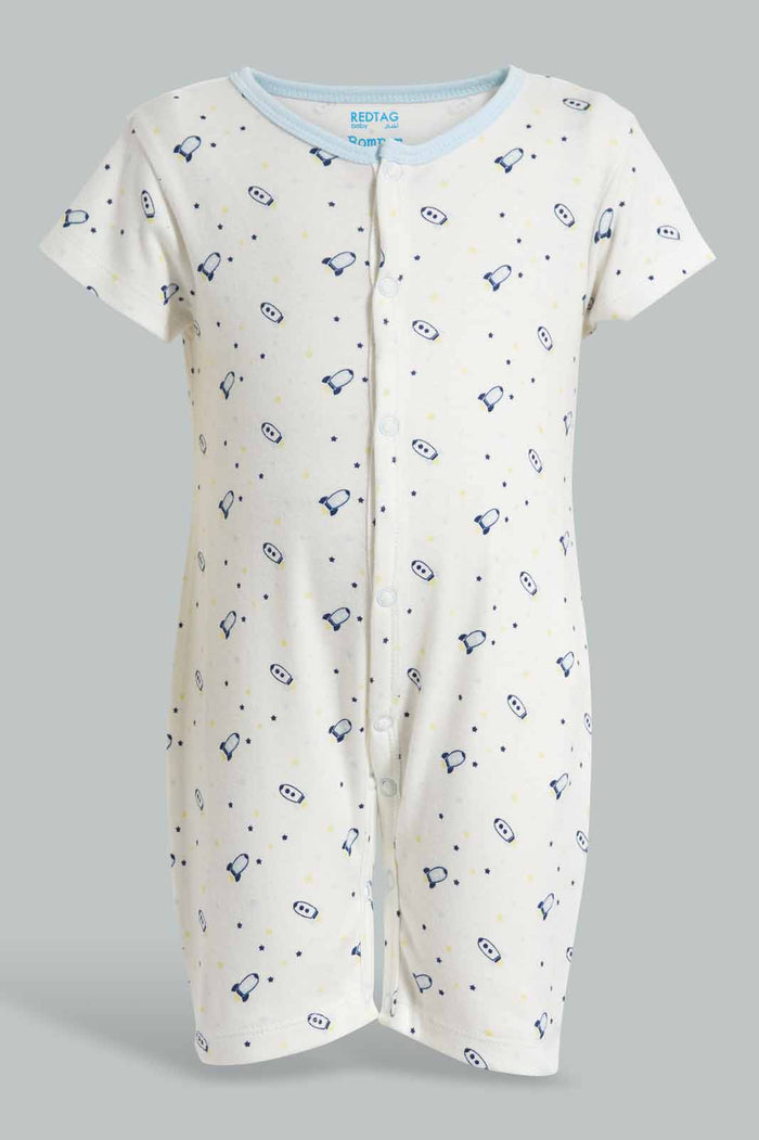 Redtag-White-Spaceship-Romper-APL,-Category:Rompers,-Colour:White,-Deals:New-In,-Filter:Baby-(0-to-12-Mths),-NBB-Rompers,-New-In-NBB-APL,-Non-Sale,-PPE,-Section:Boys-(0-to-14Yrs),-W22O-Baby-0 to 12 Months