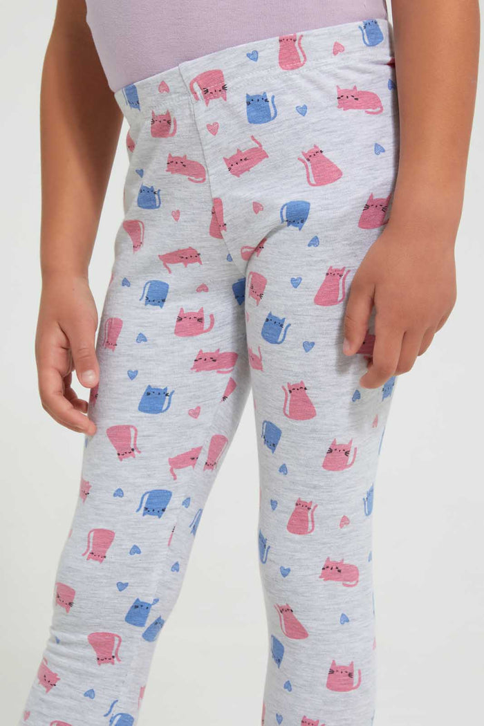 Redtag-Girl-Basic-Cat-Aop-Legging-Leggings-Girls-2 to 8 Years