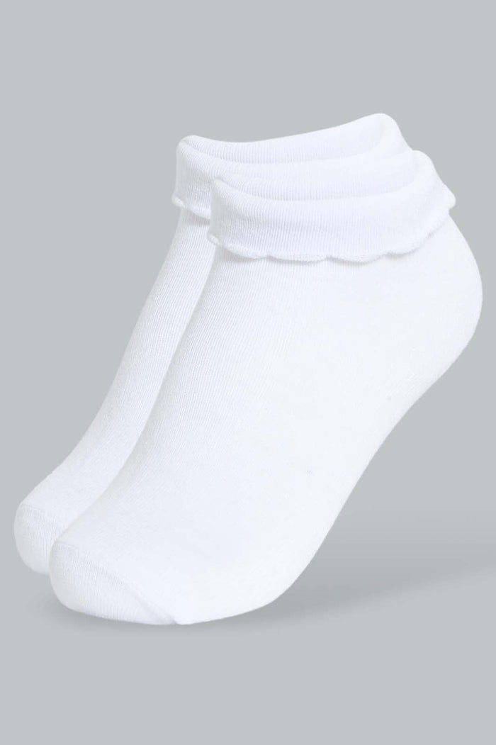 Redtag-White-4Pk-Plain-Ankle-Socks-Ankle-Length-Girls-2 to 8 Years