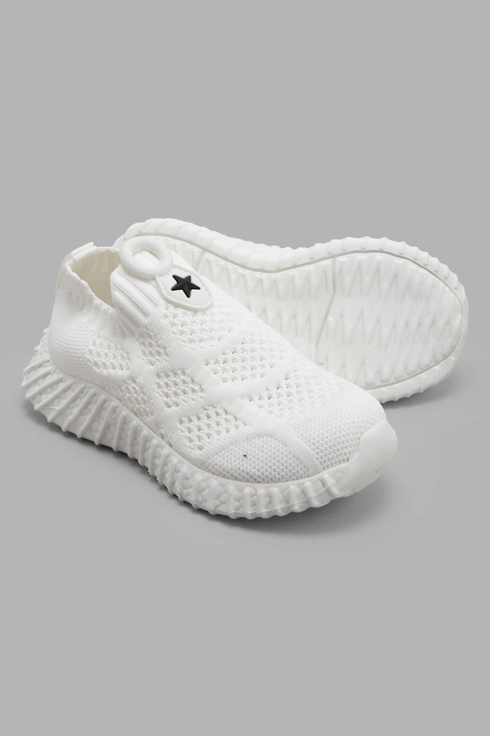 Redtag-White-Fly-Knit-Slip-On--Infant-Boys-1 to 3 Years