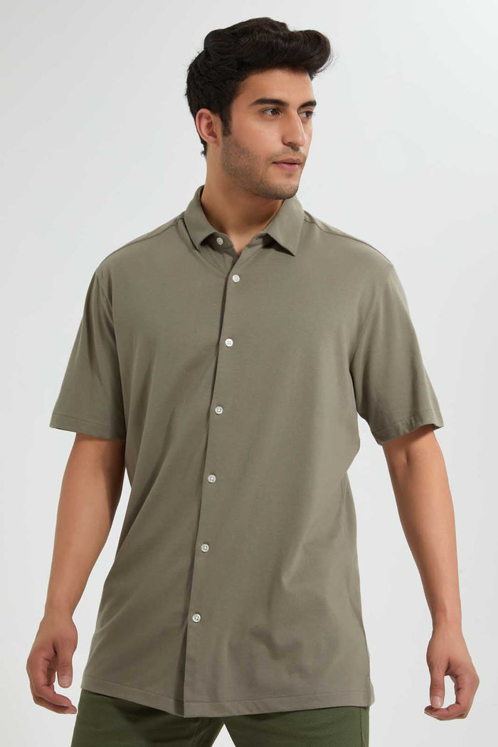 Redtag-Grey-S/S-Jersey-Shirt-Casual-Shirts-Men's-