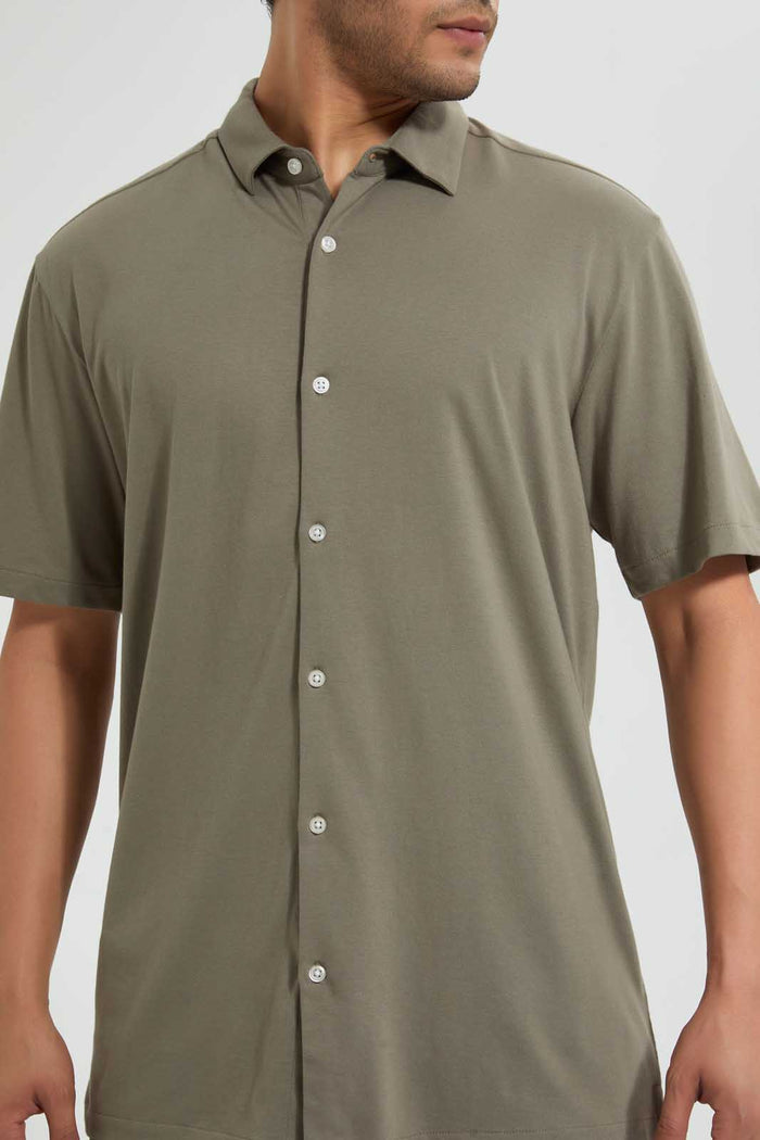 Redtag-Grey-S/S-Jersey-Shirt-Casual-Shirts-Men's-