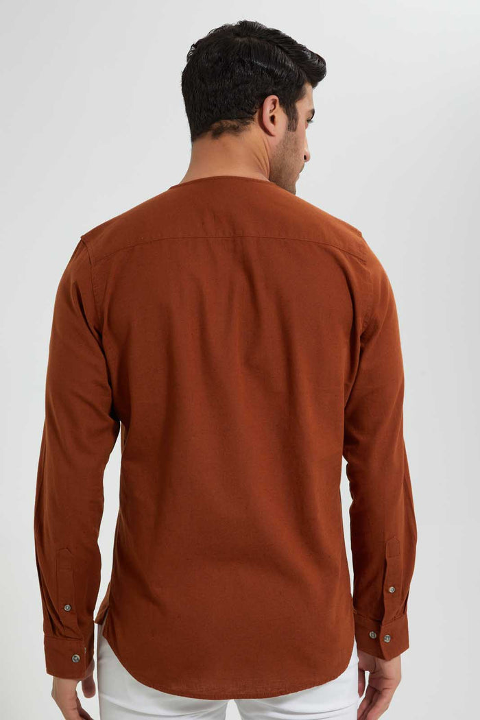 Redtag-Rust-Zipper-Shirt-Casual-Shirts-Men's-