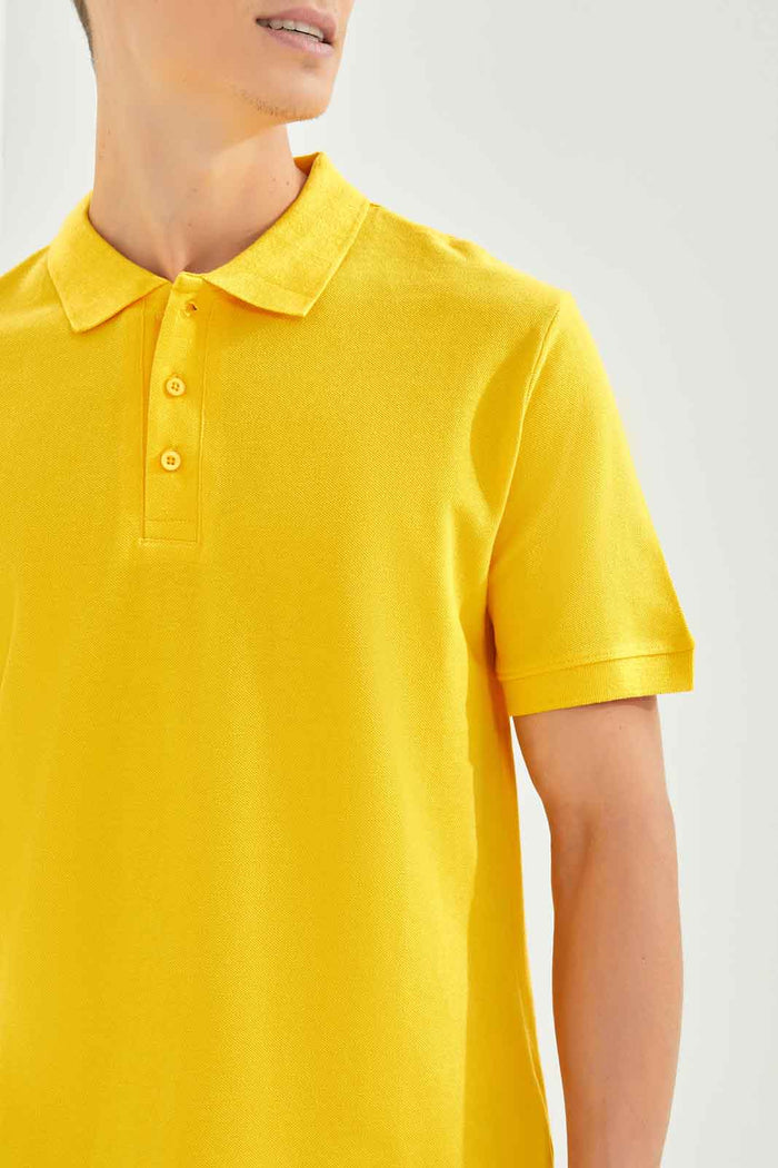 Redtag-Yellow-Basic-Polo-Shirt-Category:Polo-T-Shirts,-Colour:Yellow,-Dept:Menswear,-Filter:Men's-Clothing,-Men-T-Shirts,-Non-Sale,-S22A,-Section:Men,-TBL-Men's-
