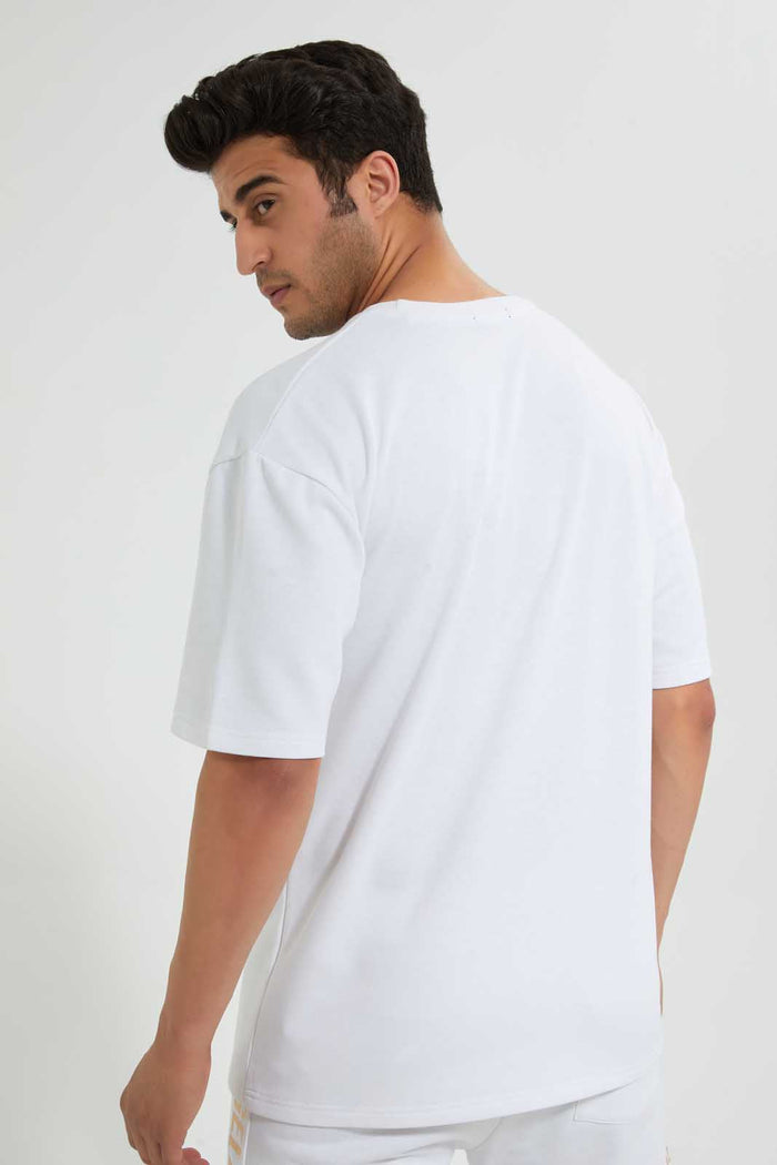 Redtag-White-Gold-Foil-Printed-Loungewear-T-Shirt-Loungewear-Men's-