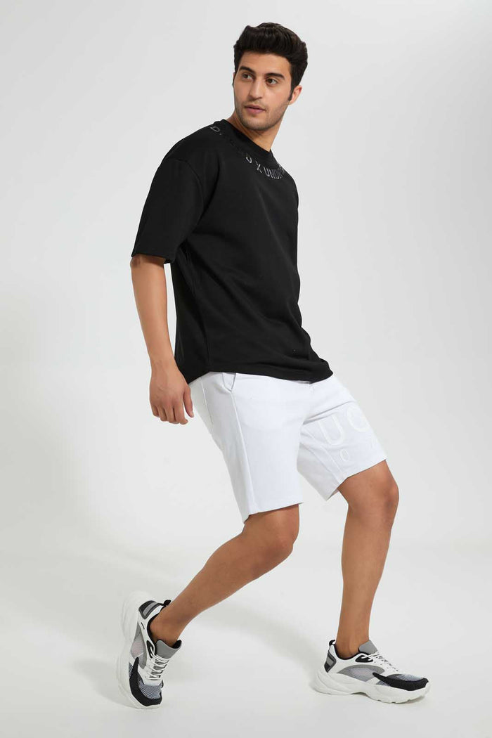 Redtag-White-Embossed-Printed-Loungewear-Short-Loungewear-Men's-