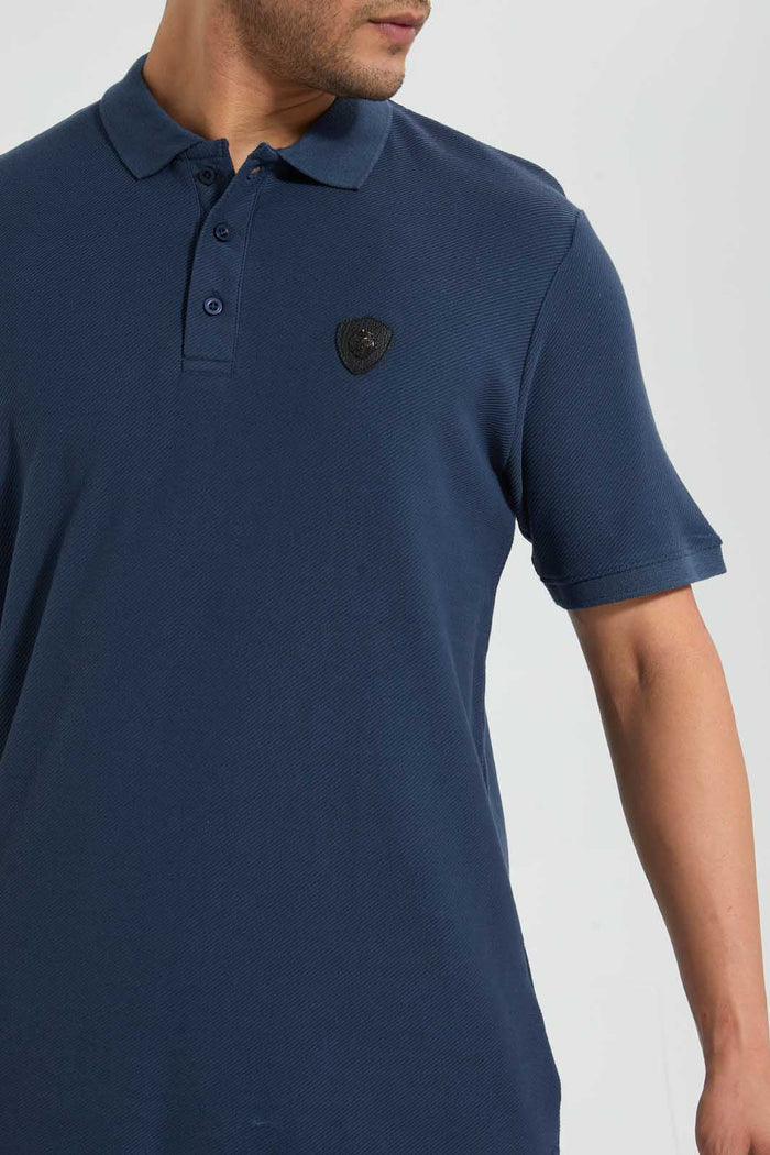 Redtag-Navy-Polo-Shirt-With-Chest-Logo-Polo-Shirts-Men's-