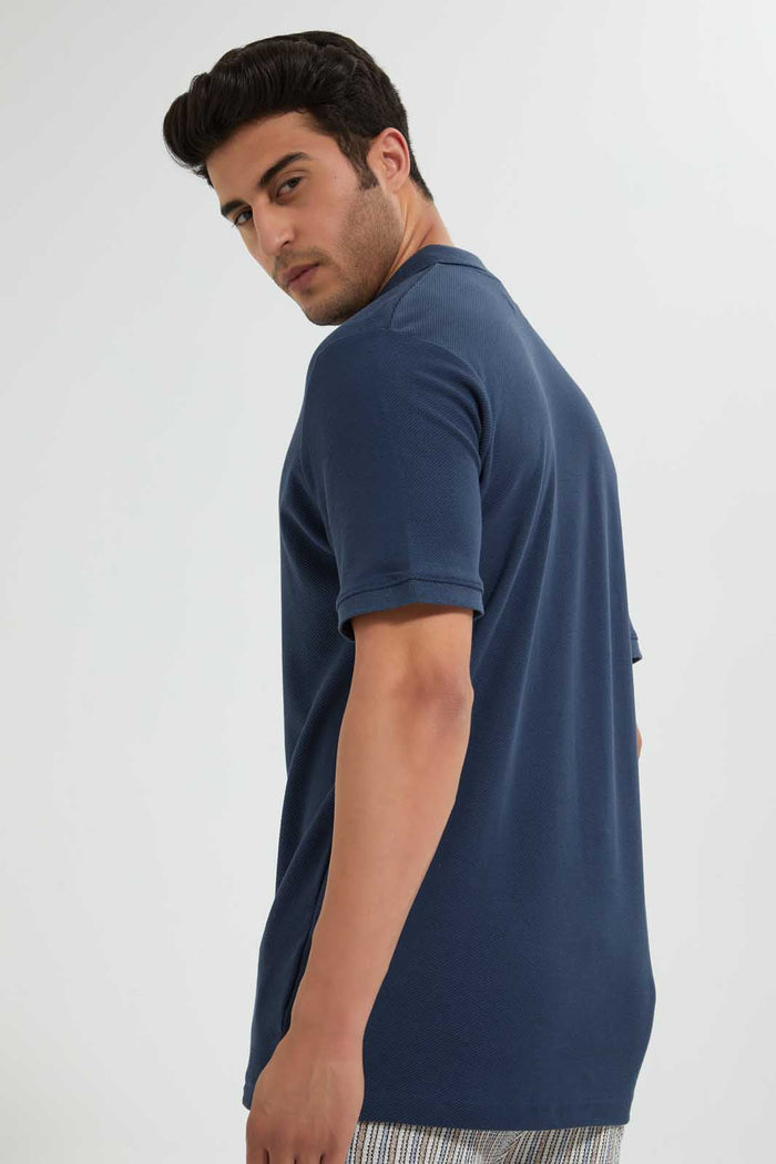 Redtag-Navy-Polo-Shirt-With-Chest-Logo-Polo-Shirts-Men's-