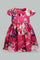 Redtag-Fuschia-Floral-Printed-Dress-Dresses-Infant-Girls-3 to 24 Months