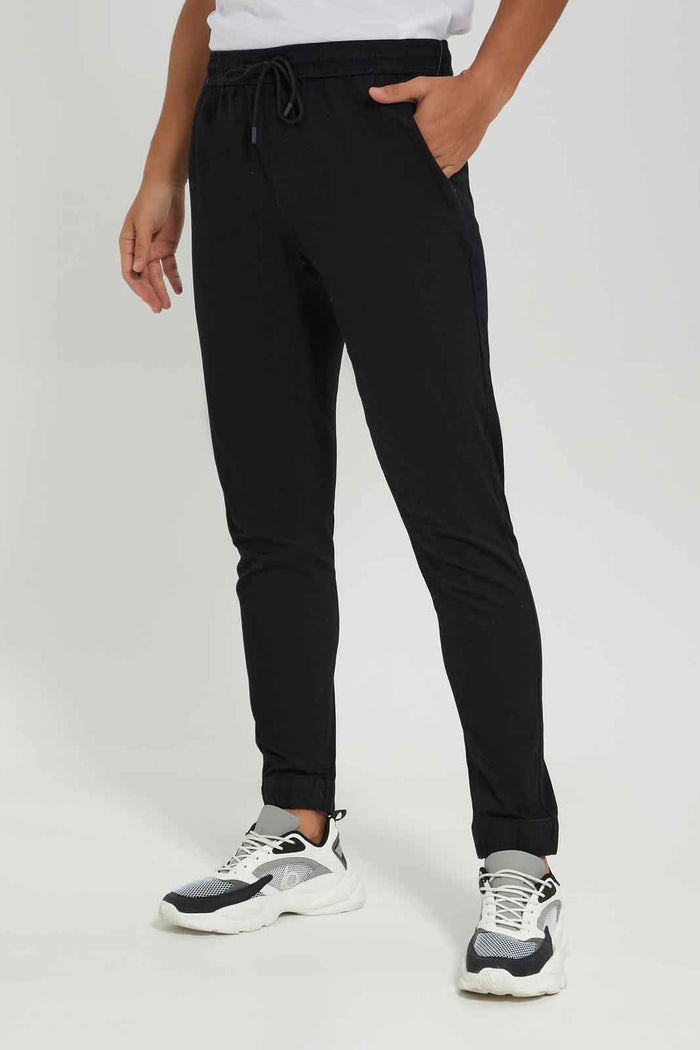 Redtag-Black-Jogger-Category:Trousers,-Colour:Black,-Dept:Menswear,-Filter:Men's-Clothing,-Men-Trousers,-Non-Sale,-S22A,-Section:Men,-TBL-Men's-