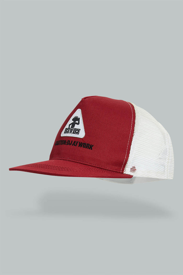 Redtag-Burgundy-And-White-Embroidered-Cap-For-Men-Colour:Burgundy,-Colour:White,-Filter:Men's-Accessories,-Men-Caps,-New-In,-New-In-Men-ACC,-Non-Sale,-S22B-Men's-