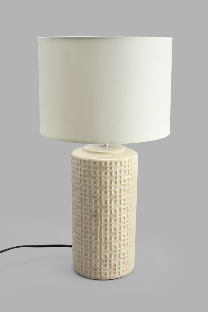 Redtag-Taupe-Embosed-Ceramic-Table-Lamp-Table-Lamps-Home-Decor-
