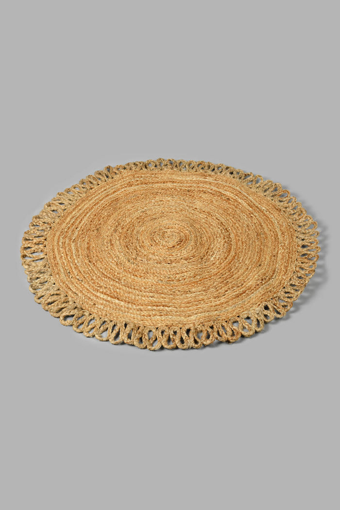 Redtag-Brown-Jute-Woven-Round-Dhurrie-Rugs-Home-Decor-