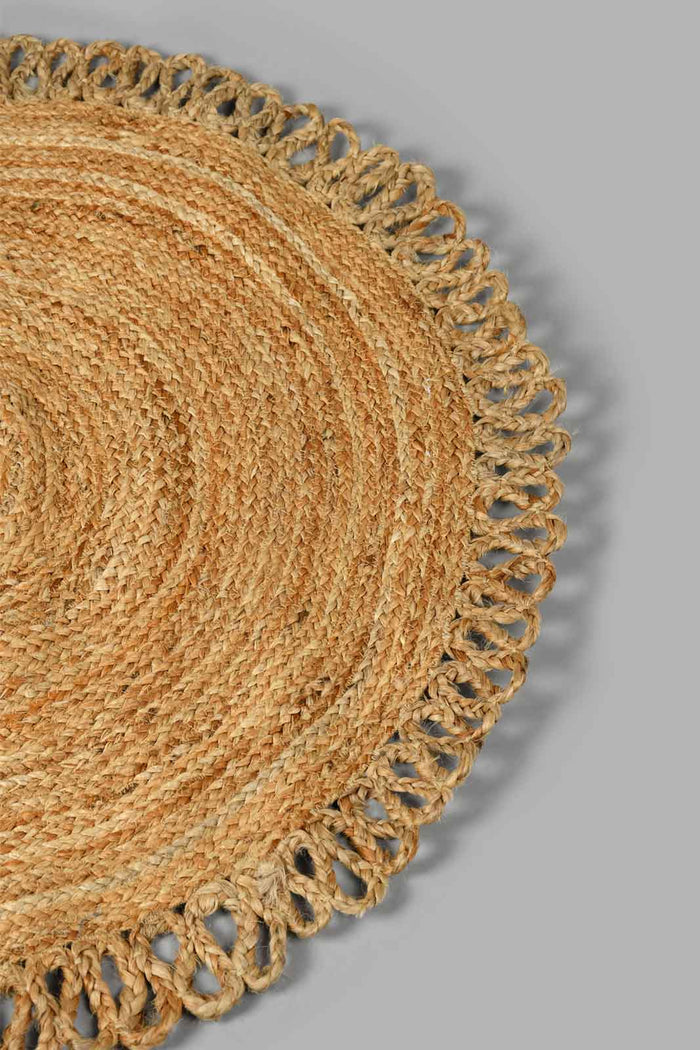 Redtag-Brown-Jute-Woven-Round-Dhurrie-Rugs-Home-Decor-