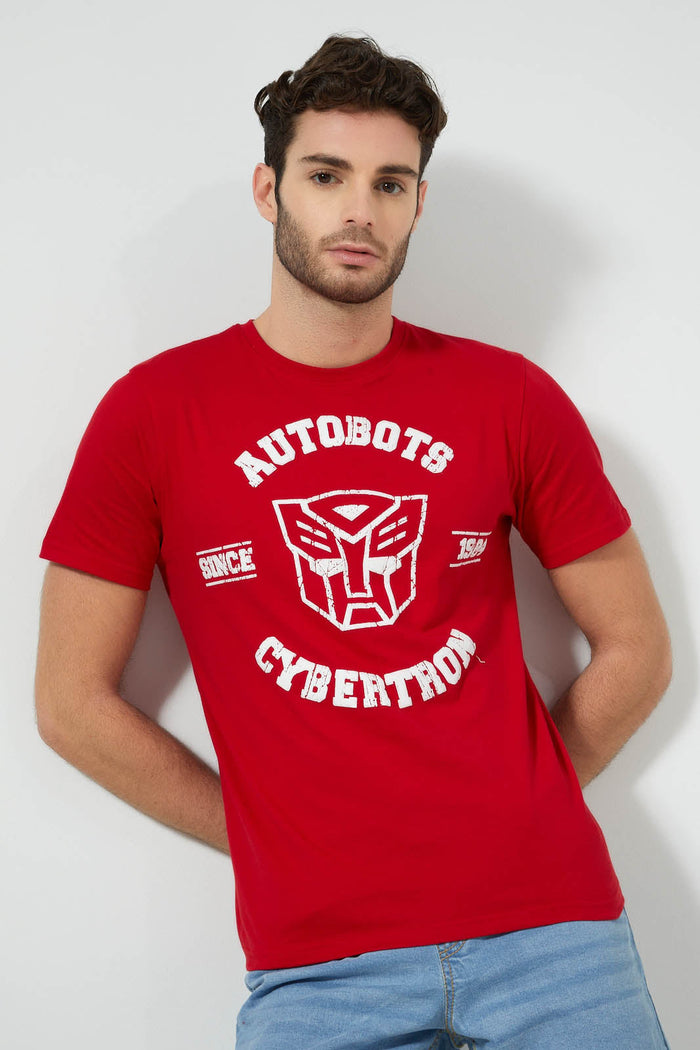 Redtag-Red-Autobots-Crew-Neck-T-Shirt-Colour:Red,-Filter:Men's-Clothing,-Men-T-Shirts,-New-In,-New-In-Men,-Non-Sale,-S22B,-Section:Men-Men's-