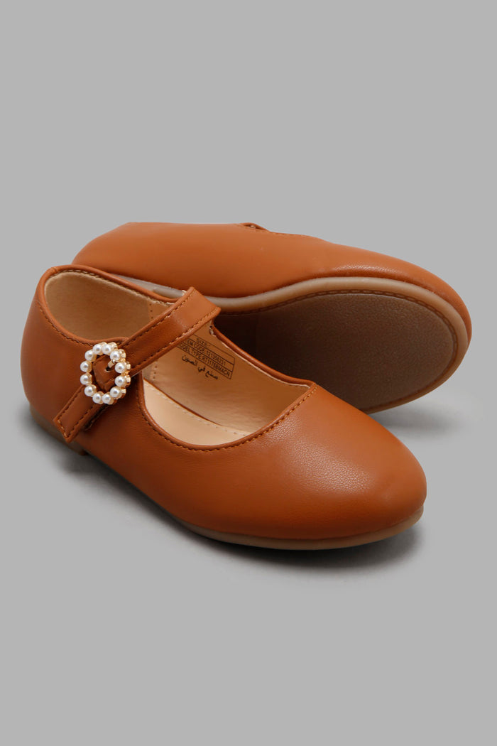 Redtag-Brown-Ballerina-Category:Shoes,-Colour:Brown,-Deals:New-In,-Filter:Girls-Footwear-(3-to-5-Yrs),-GIR-Shoes,-New-In-GIR-FOO,-Non-Sale,-Section:Girls-(0-to-14Yrs),-W22A-Girls-3 to 5 Years