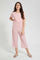Redtag-Pink-Front-Lace-Pleated-Jumpsuit-Dresses-Senior-Girls-9 to 14 Years