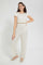 Redtag-White/Gold-Jumpsuit-With-Belt-Dresses-Senior-Girls-9 to 14 Years