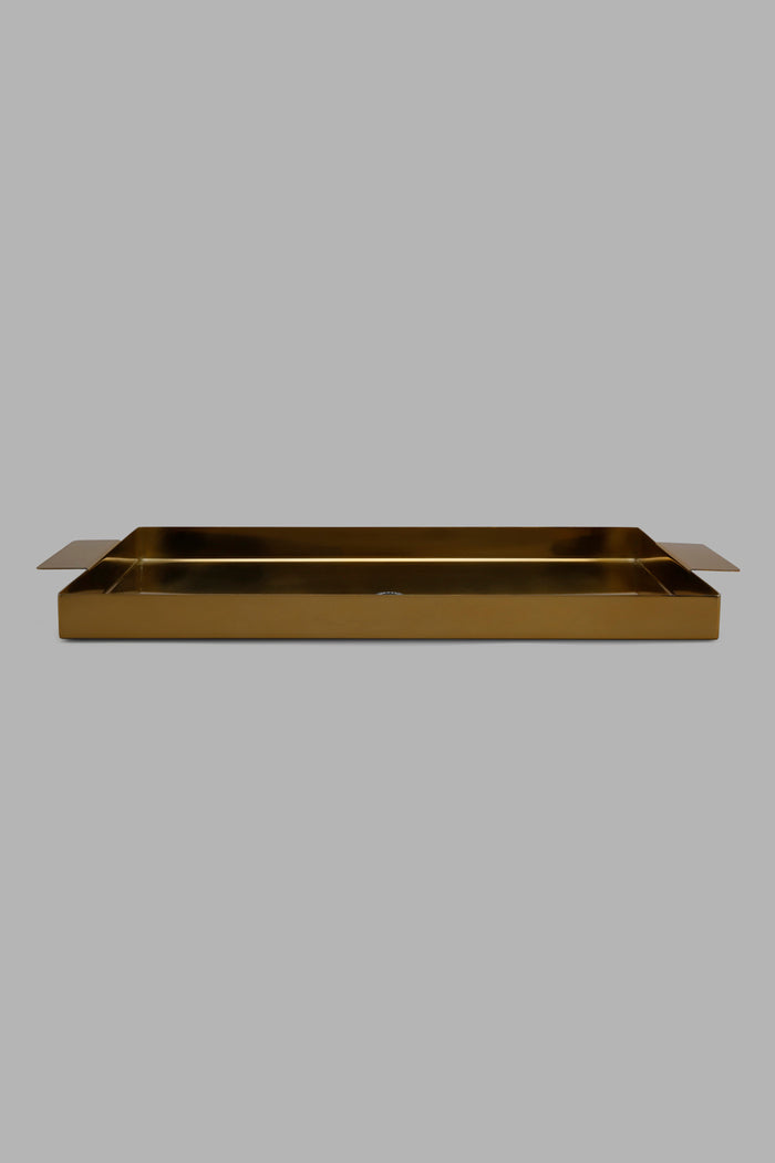 Redtag-Gold-Metal-Rectangle-Tray-Category:Trays,-Colour:Gold,-Deals:New-In,-Filter:Home-Dining,-HMW-DIN-Serveware,-New-In-HMW-DIN,-Non-Sale,-Section:Homewares,-W22A-Home-Dining-
