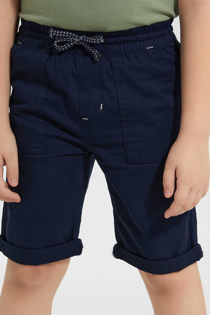 Redtag-Navy-Pullon-Short-Shorts-Boys-2 to 8 Years