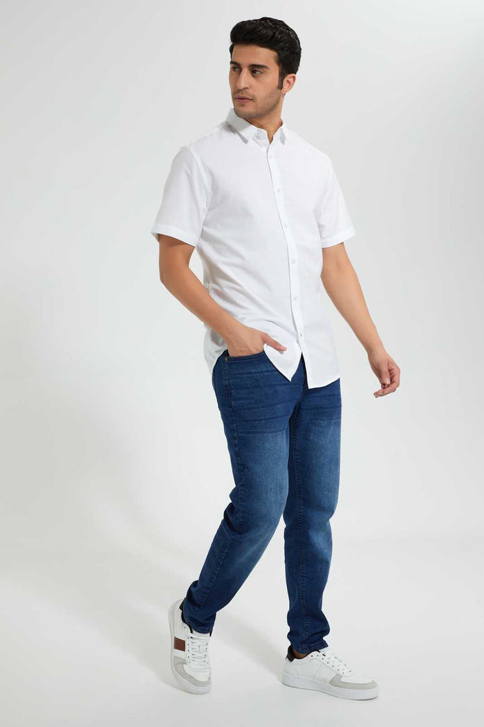 Redtag-White-S/S-Oxford-Shirt-Casual-Shirts-Men's-