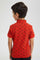 Redtag-Red-Lightning-Print-Collar-Stand-Polo-Polo-Shirts-Boys-2 to 8 Years