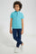 Redtag-Blue-Shark-Print-Collar-Stand-Polo-Polo-Shirts-Boys-2 to 8 Years