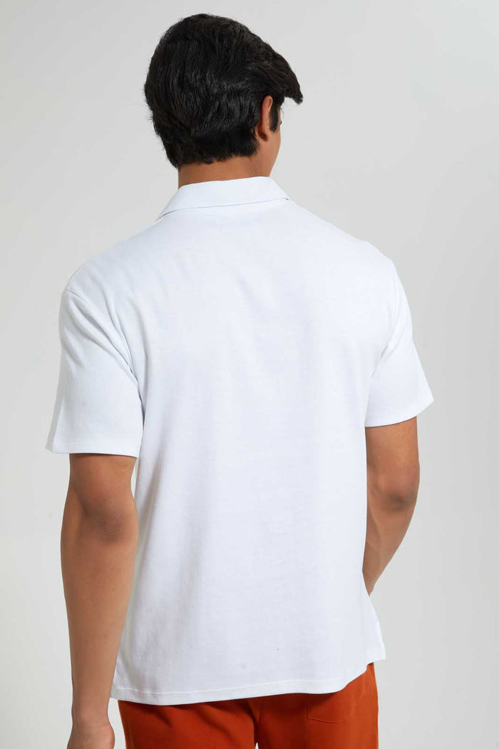 Redtag-White-Polo-Shirt-With-Cuban-Placket-Polo-Shirts-Men's-