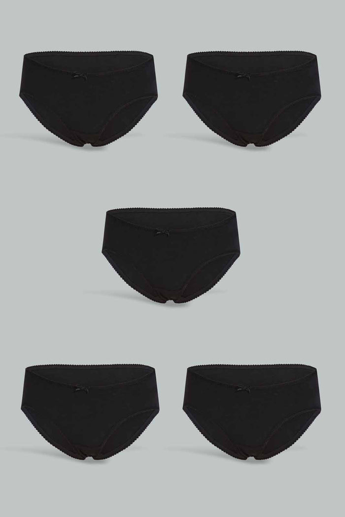 Redtag-Black-Plain-Boyleg-Brief-(5-Pack)-365,-Category:Briefs,-Colour:Black,-ESS,-Filter:Women's-Clothing,-New-In,-New-In-Women-APL,-Non-Sale,-Section:Women,-Women-Briefs-Women's-