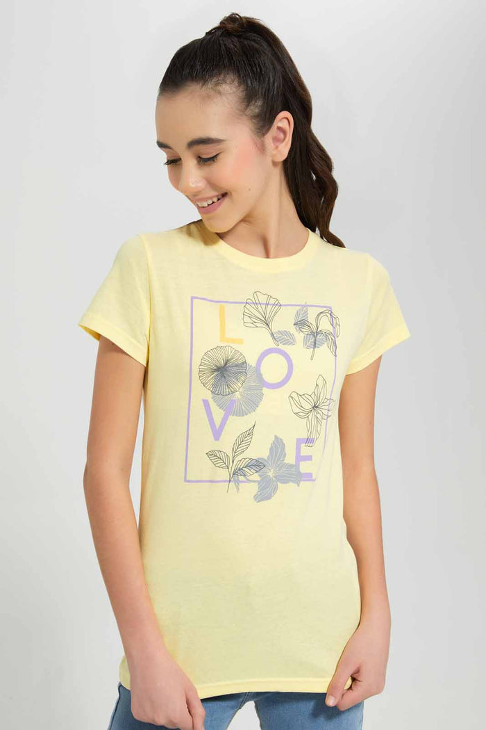 Redtag-Yellow-Basic-T-Shirt-Category:T-Shirts,-Colour:Yellow,-Deals:New-In,-Filter:Senior-Girls-(8-to-14-Yrs),-GSR-T-Shirts,-New-In-GSR,-Non-Sale,-S22D,-Section:Kidswear,-TBL-Senior-Girls-