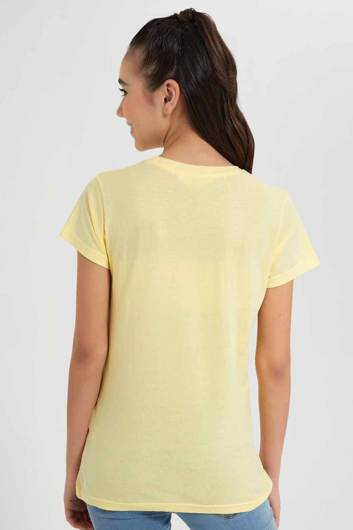 Redtag-Yellow-Basic-T-Shirt-Category:T-Shirts,-Colour:Yellow,-Deals:New-In,-Filter:Senior-Girls-(8-to-14-Yrs),-GSR-T-Shirts,-New-In-GSR,-Non-Sale,-S22D,-Section:Kidswear,-TBL-Senior-Girls-