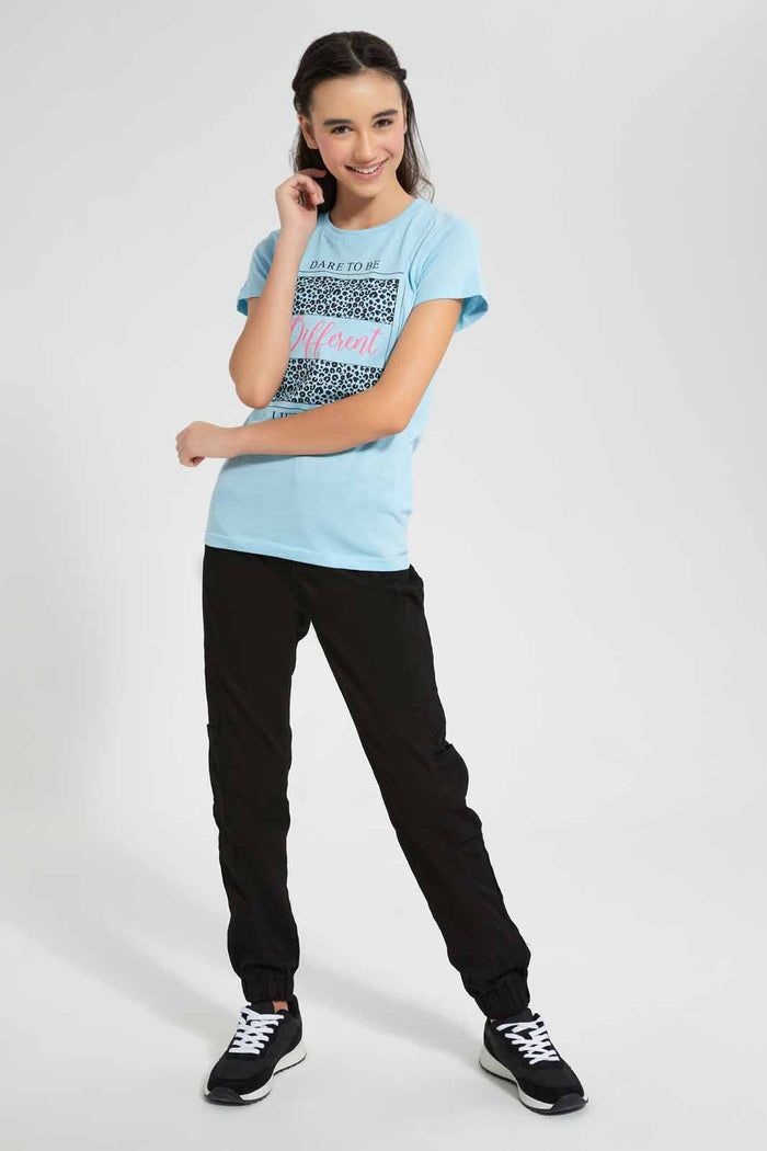 Redtag-Blue-Basic-T-Shirt-Category:T-Shirts,-Colour:Blue,-Filter:Senior-Girls-(9-to-14-Yrs),-GSR-T-Shirts,-New-In,-New-In-GSR,-Non-Sale,-S22D,-Section:Kidswear,-TBL-Senior-Girls-9 to 14 Years