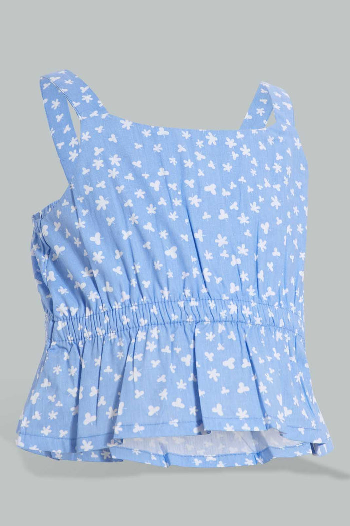 Redtag-Blue-Floral-Aop-Top-And-Skirt-Sets-Infant-Girls-3 to 24 Months