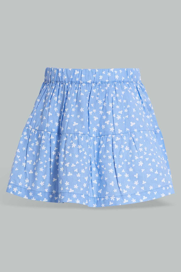 Redtag-Blue-Floral-Aop-Top-And-Skirt-Sets-Infant-Girls-3 to 24 Months