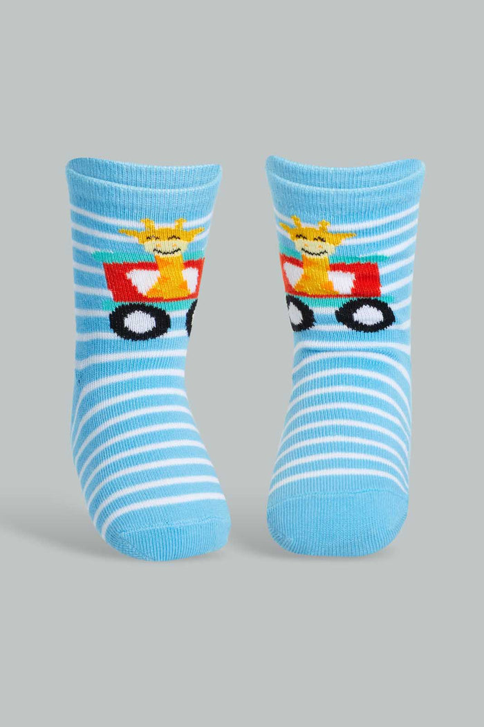 Redtag-Blue-Car-Print-4-Pack-Socks-(Full-Length)-Full-Length-Infant-Boys-3 to 24 Months