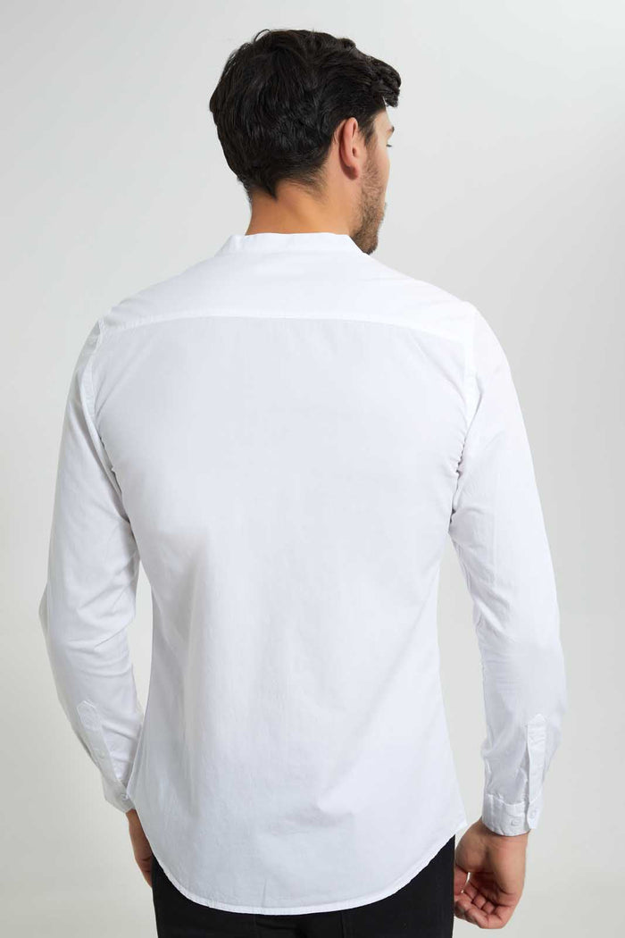 Redtag-White-Mandarin-Collar-Shirt-Casual-Shirts-Men's-