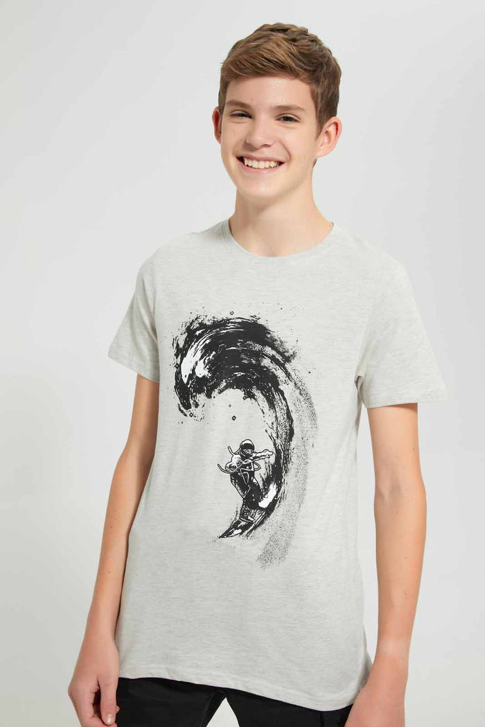 Redtag-Ecru-Space-Surfing-T-Shirt-Graphic-T-Shirts-Senior-Boys-9 to 14 Years