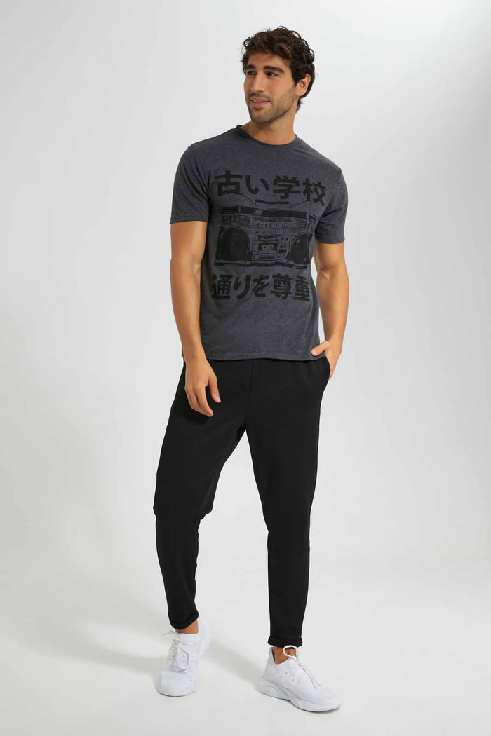 Redtag-Charcoal-Graphic-T-Shirt-Category:T-Shirts,-Colour:Charcoal,-Deals:New-In,-Filter:Men's-Clothing,-Men-T-Shirts,-New-In-Men-APL,-Non-Sale,-S22C,-Section:Men,-TBL-Men's-