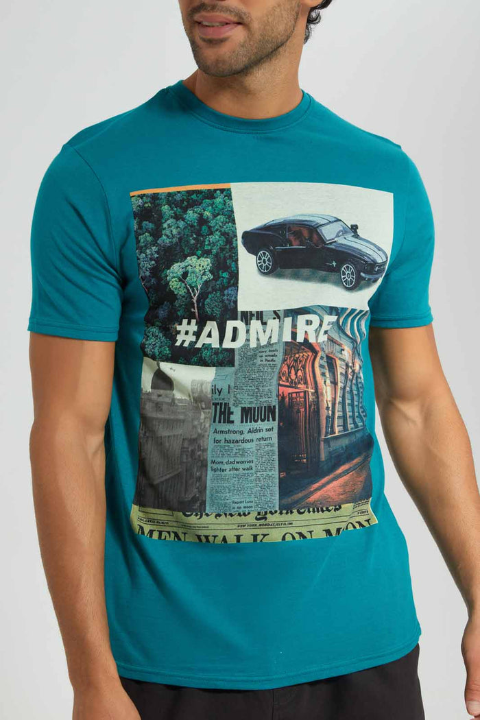 Redtag-Green-Graphic-T-Shirt-Category:T-Shirts,-Colour:Green,-Deals:4-For-90,-Deals:New-In,-Filter:Men's-Clothing,-Men-T-Shirts,-New-In-Men-APL,-S22C,-Section:Men,-TBL-Men's-