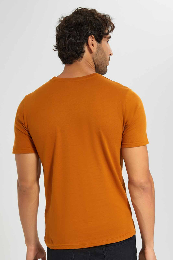 Redtag-Orange-Graphic-T-Shirt-Category:T-Shirts,-Colour:Orange,-Filter:Men's-Clothing,-Men-T-Shirts,-New-In,-New-In-Men-APL,-Non-Sale,-RMD-add,-S22C,-Section:Men,-TBL-Men's-